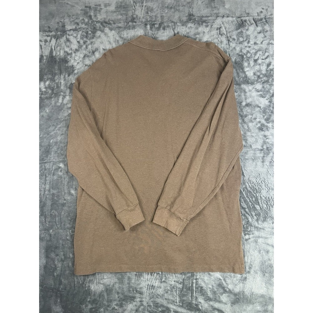Polo Ralph Lauren Men's XL Brown Solid Long Sleeve Polo Collared Cotton Logo - Picture 9 of 15